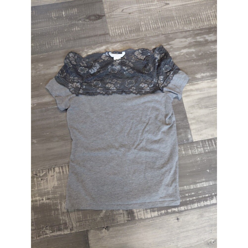 H&M Womens Small Gray Off the Shoulder Shirt (Item #3024)